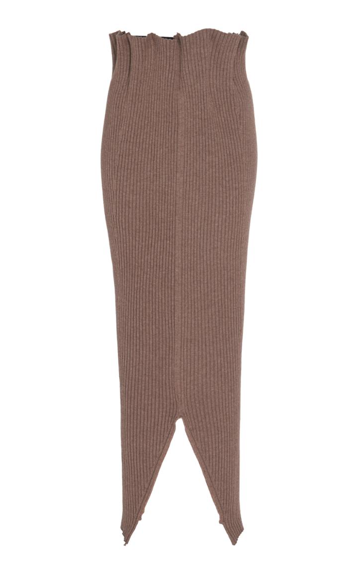 Peet Dullaert Ribbed Knit Split Hem Wool-blend Skirt