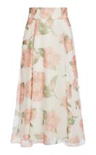 Black Iris Anabelle Floral Silk Organza Midi Skirt