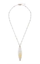 Mindi Mond Platnium White Agate Chalcedony Deco Pendant