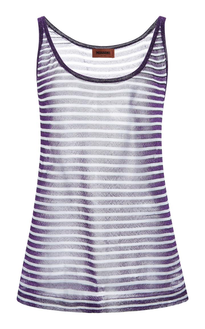 Moda Operandi Missoni Striped Metallic Trim Chiffon Tank Top Size: 38