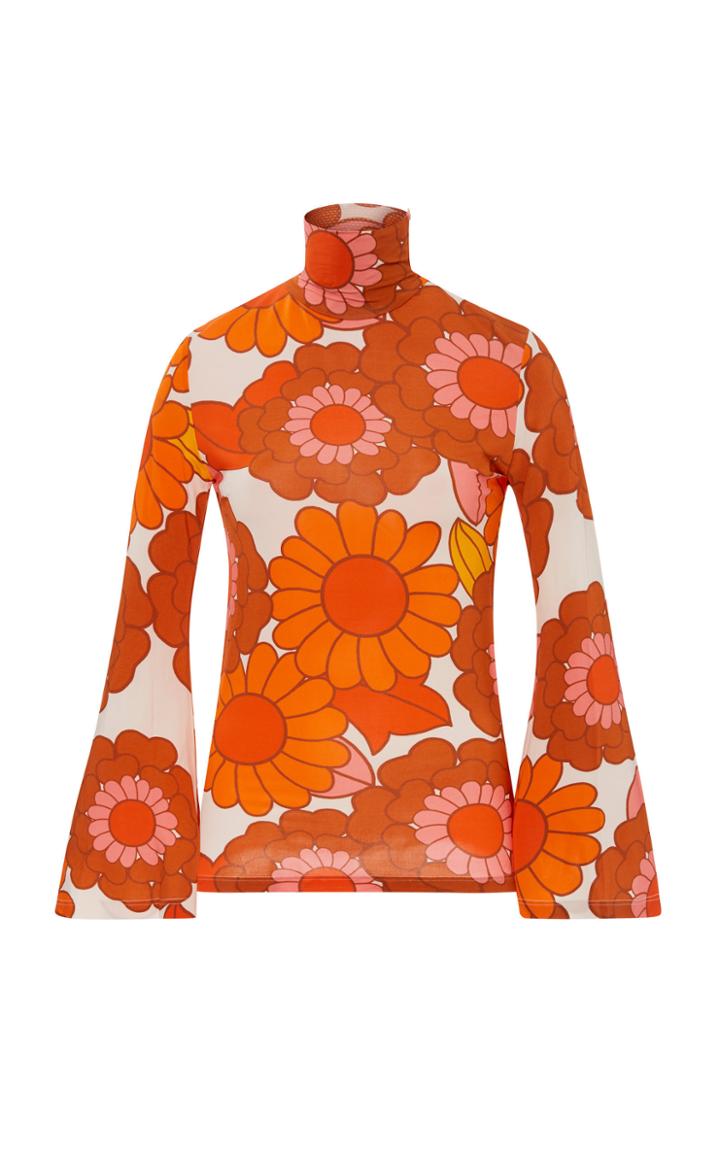 Dodo Bar Or Brigitte Floral-print Jersey Turtleneck Top