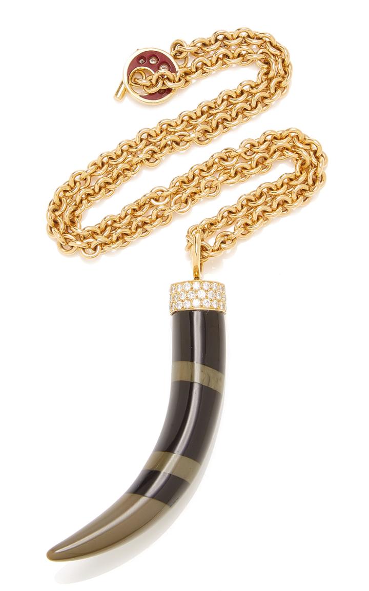 Moda Operandi Mark Davis Bakelite Horn Necklace With Diamonds