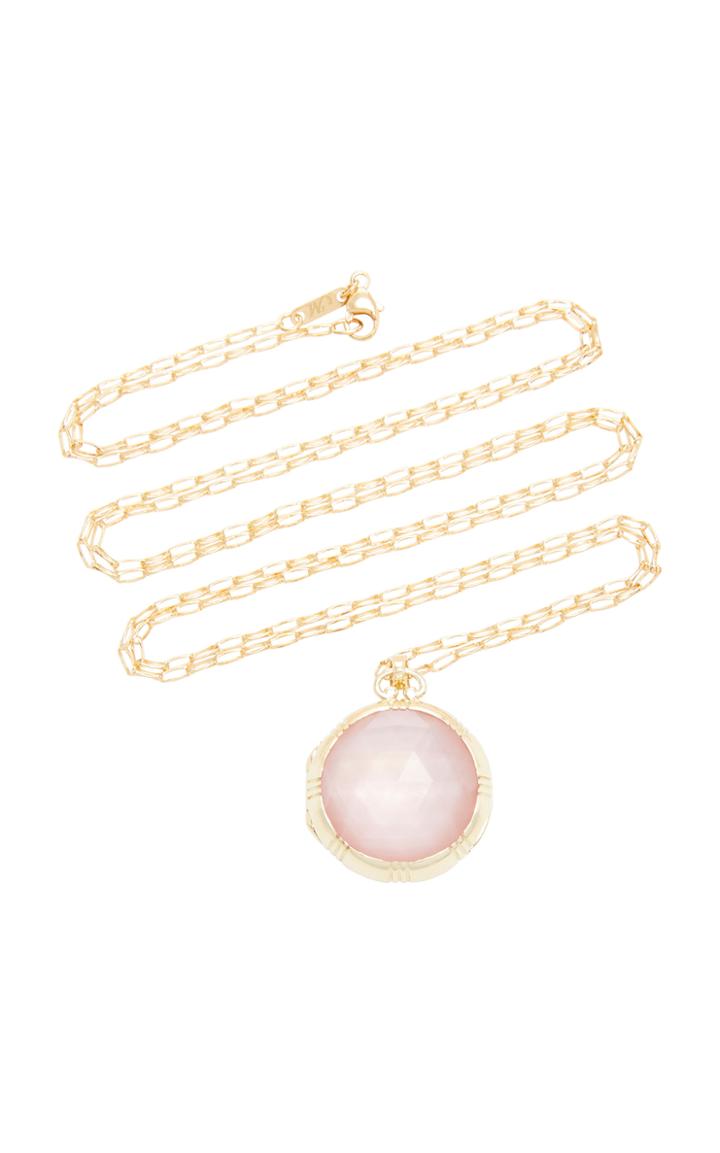 Monica Rich Kosann 18k Gold, Rose Quartz And Mother Of Pearl Necklace