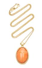 Pamela Love One Of A Kind 18k Gold And Coral Scarab Necklace