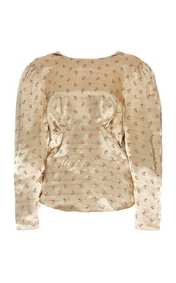 Alexachung Scattered Tulips V-back Satin Blouse