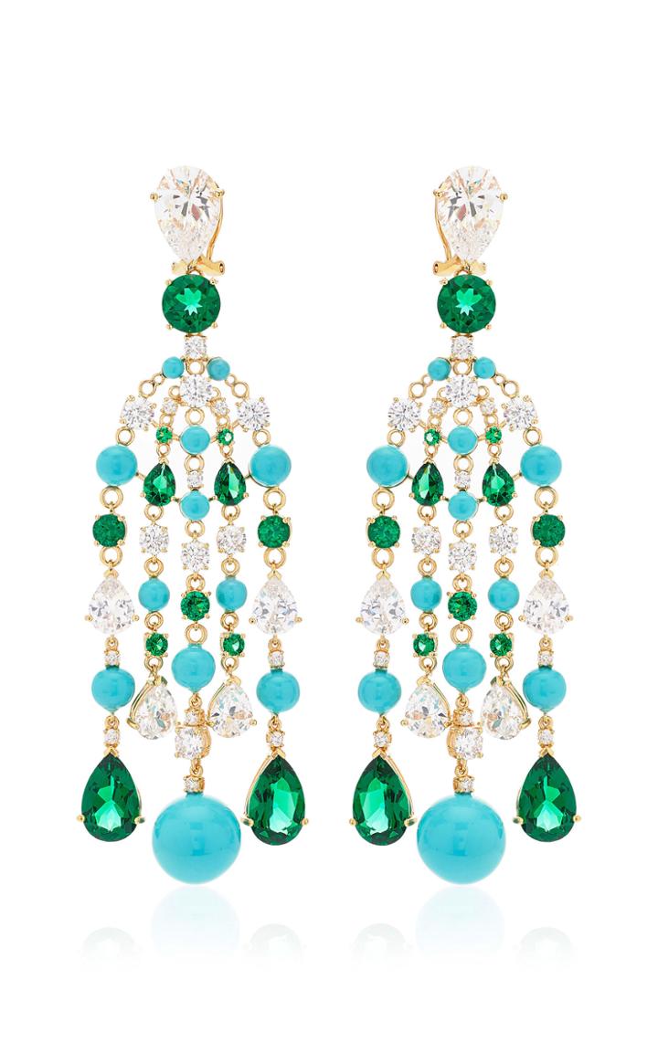 Moda Operandi Anabela Chan Turquoise Emerald Raindrop Earrings