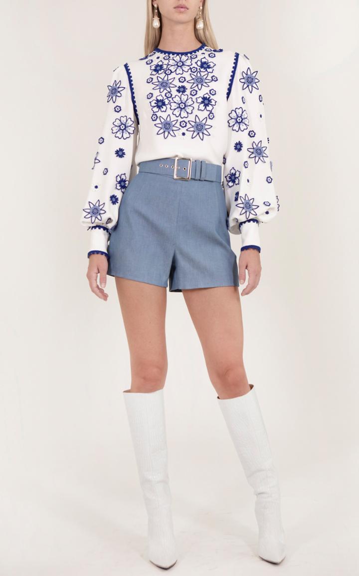 Moda Operandi Andrew Gn Chambray Mini Shorts