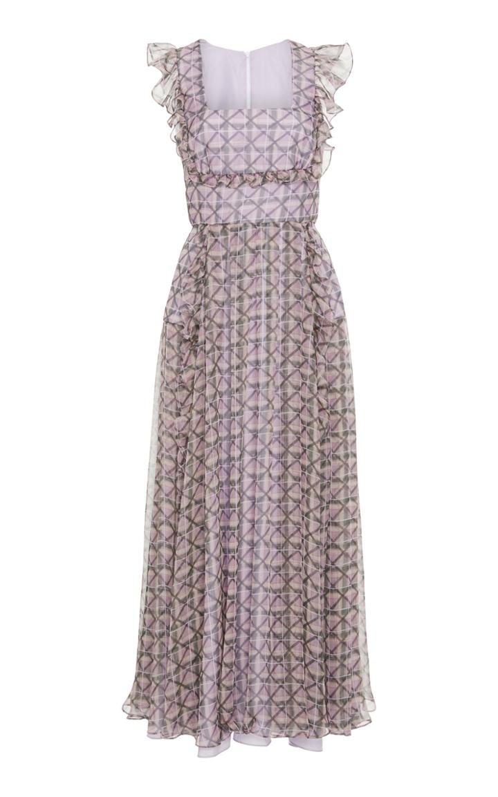 Alexachung Checkered Ruffle Organza Midi Dress