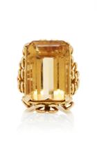 Fred Leighton Emerald Cut Citrine Cocktail Ring