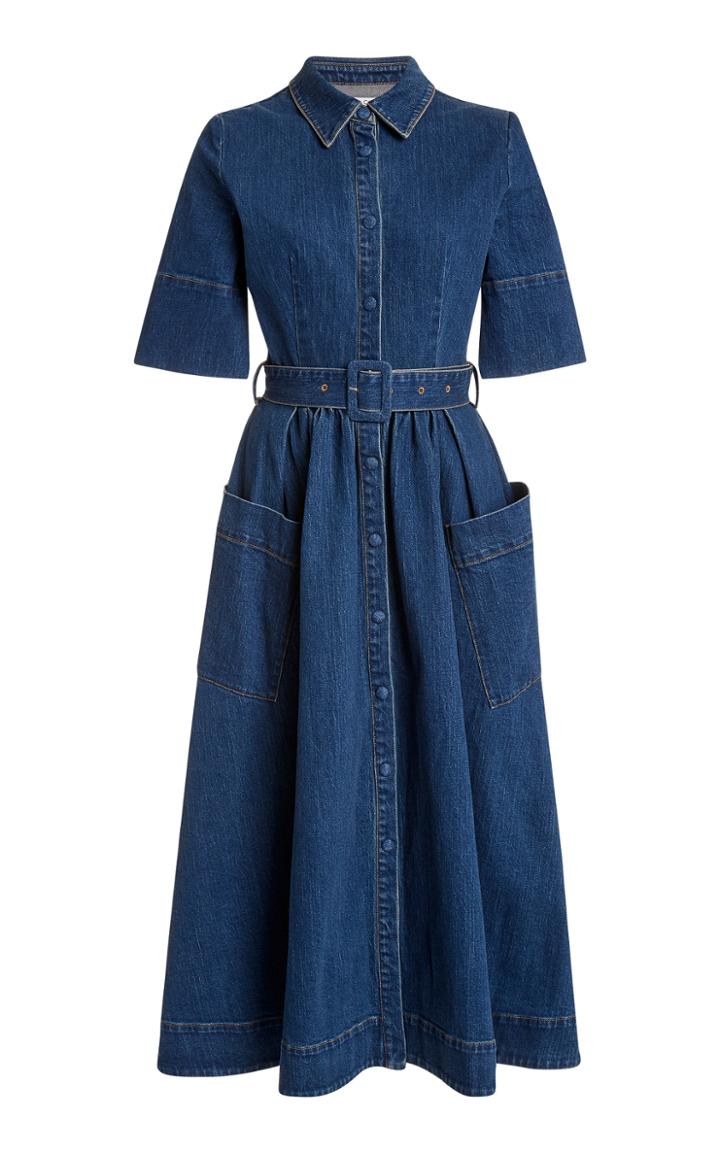 Co Belted Denim Maxi Dress