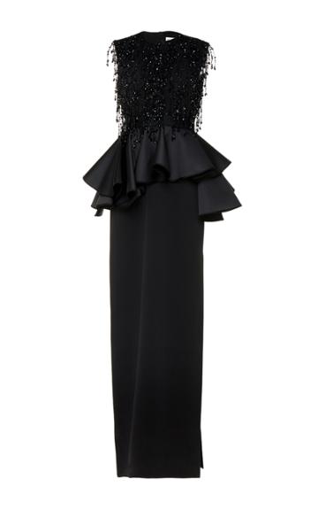 Dice Kayek Bead Embroidered Peplum Gown
