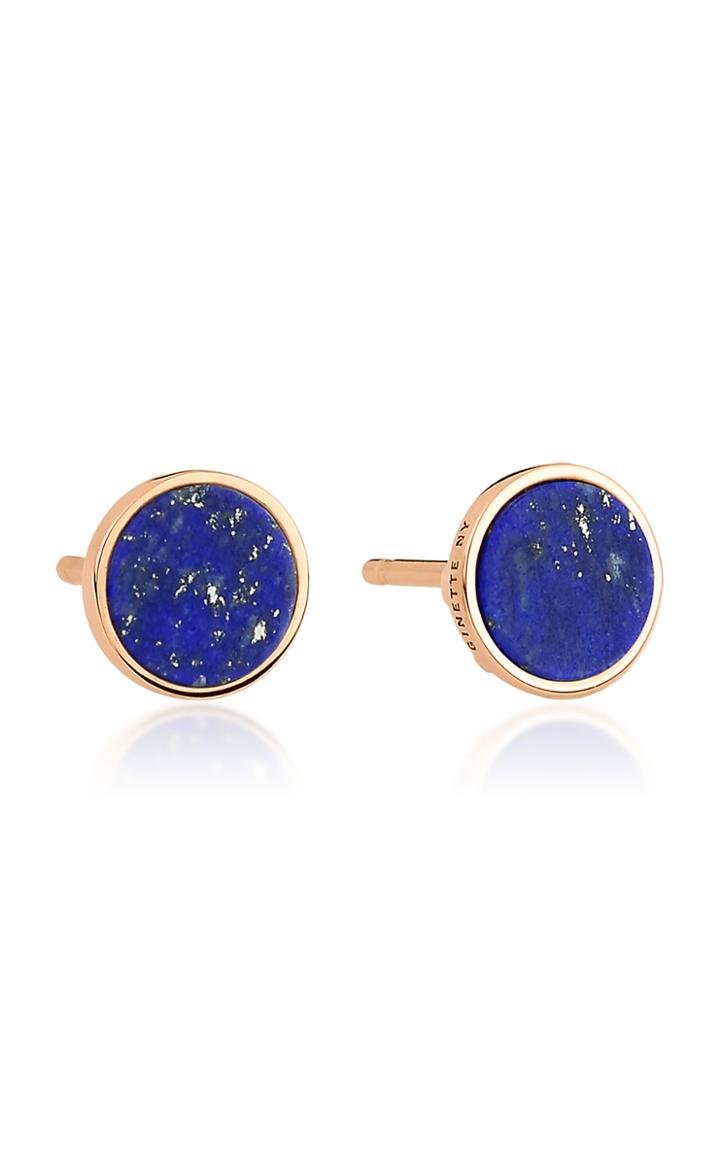 Ginette Ny Ever 18k Rose Gold Lapis Disc Earrings