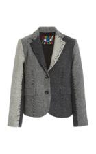 Moda Operandi Libertine Greyscale Stitched Color-block Wool Blazer