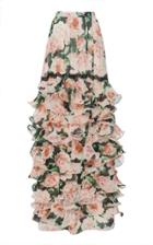 Costarellos Floral-patterned Georgette Maxi Skirt