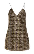 Balmain Thin Strap Metallic Tweed Mini Dress