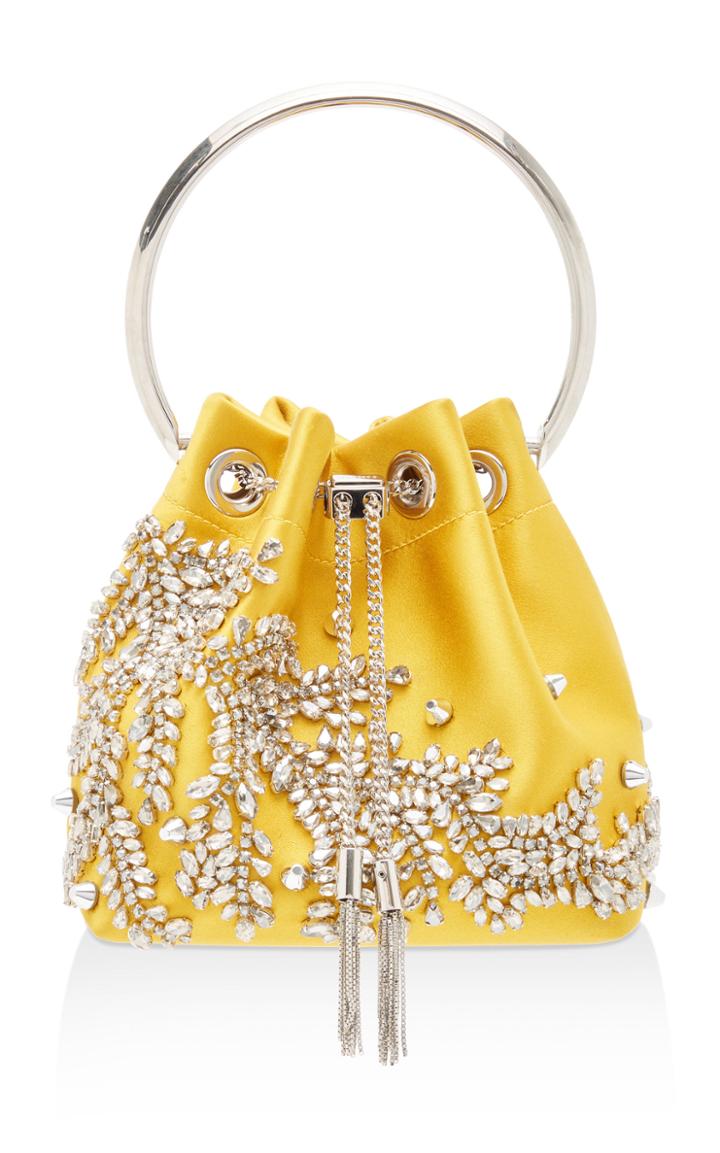 Jimmy Choo Bon Bon Crystal-embellished Satin Bucket Bag