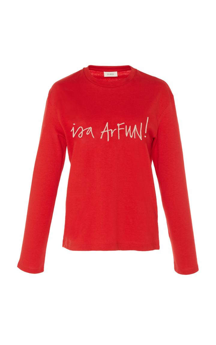 Isa Arfen Long Sleeve Embroidered Top