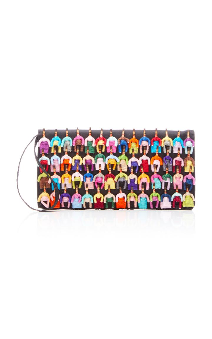 Nannacay Kopi Embroidered Canvas Clutch