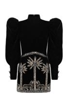 Moda Operandi Raisa Vanessa Puffed-sleeve Velvet Turtleneck Dress