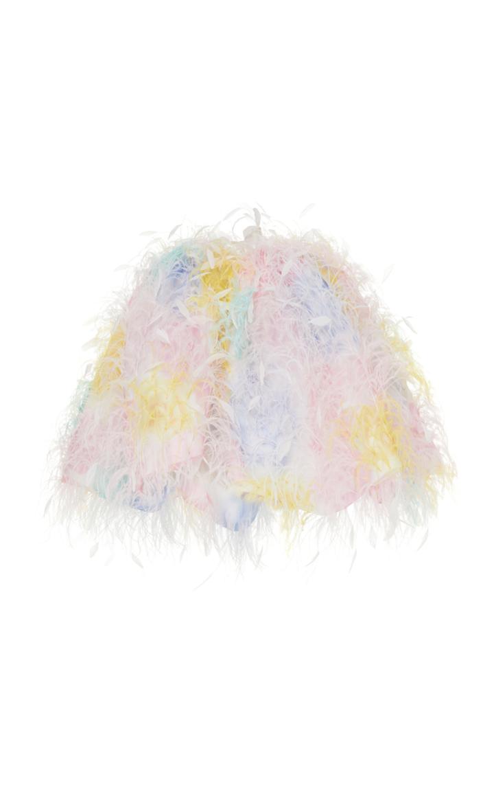 Moda Operandi Prabal Gurung Feather-embellished Floral-print Cropped Jacket Size: 00