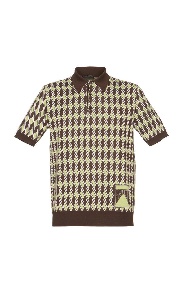 Prada Argyle Jacquard Knit Polo
