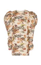 Oscar De La Renta Floral-pattern Brocade Puff Sleeve Mini Dress