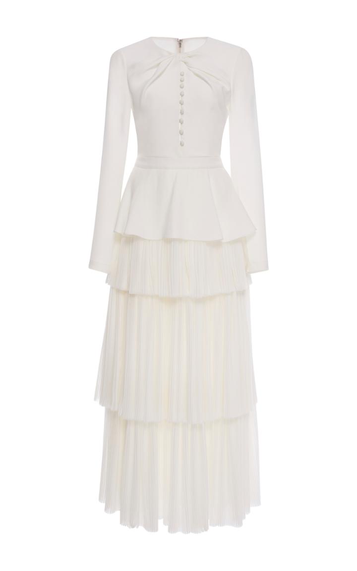 Prabal Gurung Long Sleeve Tiered Pleat Dress