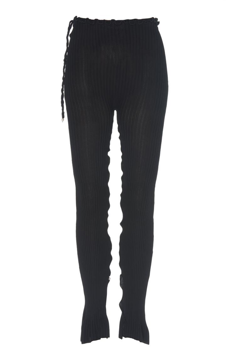 Moda Operandi Peet Dullaert Slit Frill-detailed Ribbed-knit Pants Size: 34