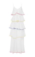 Lisa Marie Fernandez Tiered Flounce Dress With Multicolored Trim