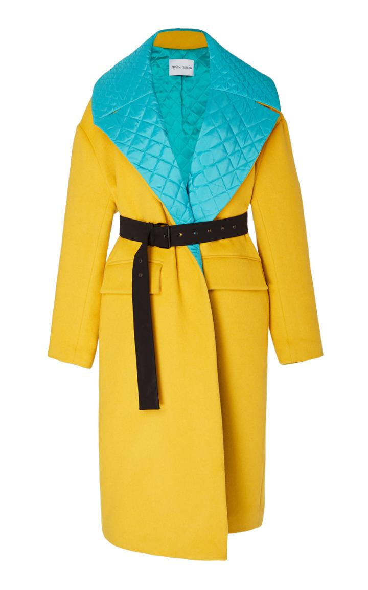 Prabal Gurung Kalak Wool Oversized Quilted Collar Coat