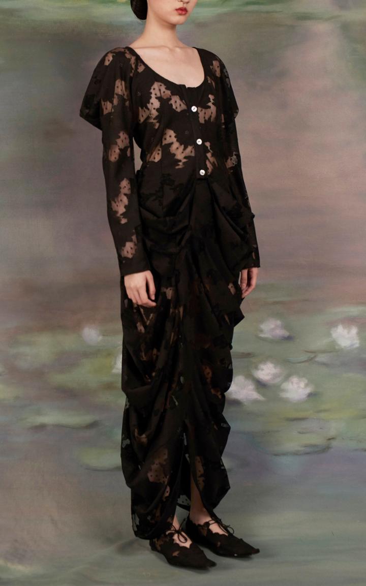 Moda Operandi Yuhan Wang Draped Lace Button-down Blouse