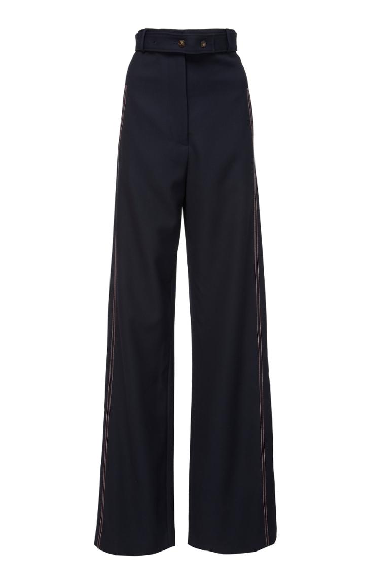 Cdric Charlier Belted Wool-blend Wide-leg Trousers