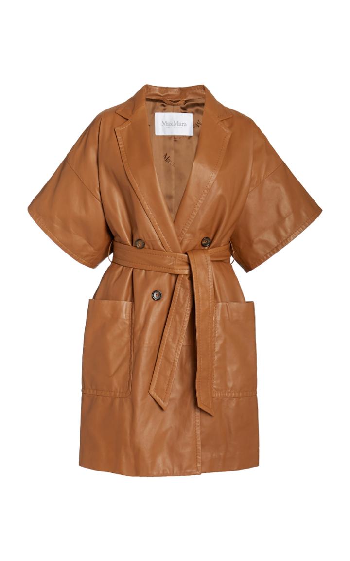 Max Mara Navata Belted Leather Coat