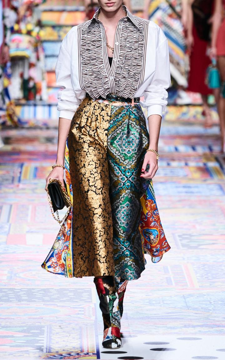 Moda Operandi Dolce & Gabbana Pleated Jacquard Wide-leg Pants