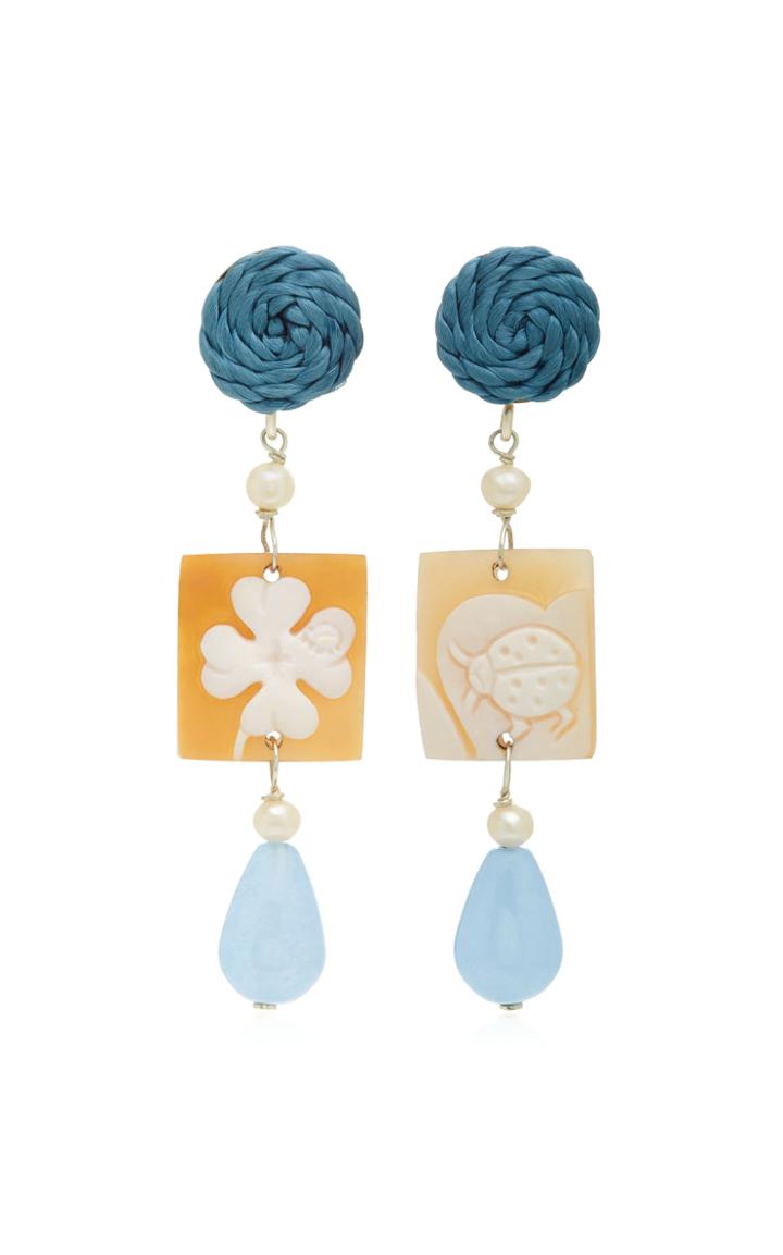 Anna E Alex Shell Stone And Silver-plated Earrings