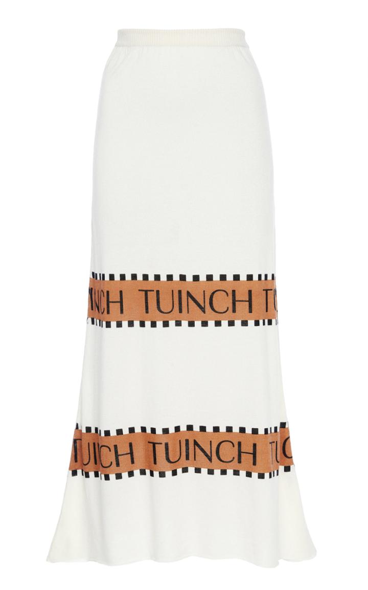 Tuinch Logo-striped Silk-blend Knit Midi Skirt