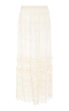Loveshackfancy Marisole Tiered Embroidered Voile And Crochet-knit Skirt