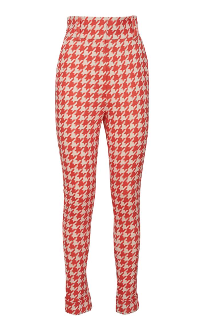 Sara Battaglia High-waisted Houndstooth-print Pants
