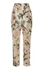 Dolce & Gabbana Cropped Floral-print Silk-blend Satin Pants