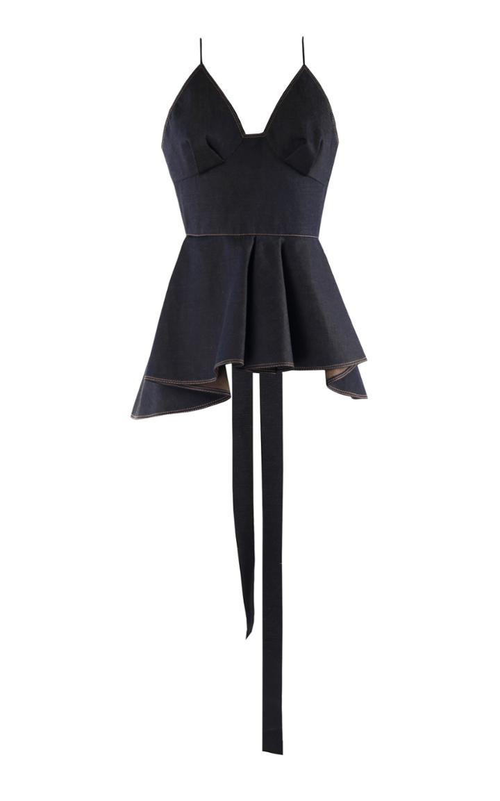 Lake Studio Asymmetric Denim Peplum Top