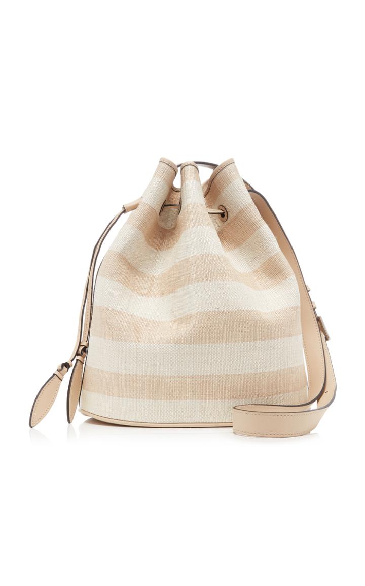 Hunting Season Striped Fique And Leather Drawstring Shoulder Bag