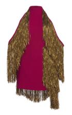 Sandra Mansour Bronze Fringe Crepe Mini Dress