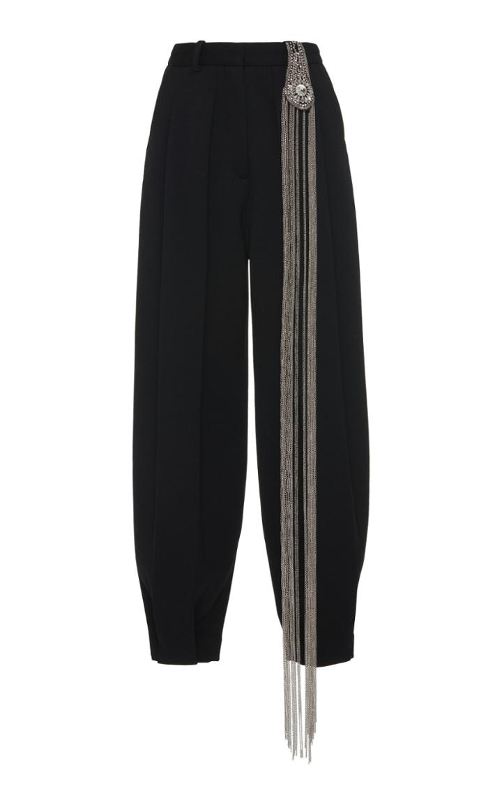 Christopher Kane Embellished Cropped Tapered Wool Pants Size: 38