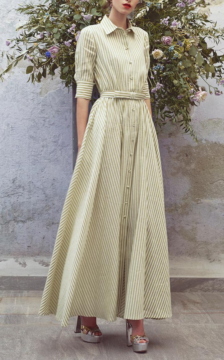 Luisa Beccaria Striped Three Quarter Sleeve Dress