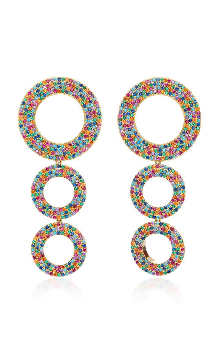 Joanna Laura Constantine Rainbow Grommets Gold-plated Brass And Cubic Zirconia Statement Earring