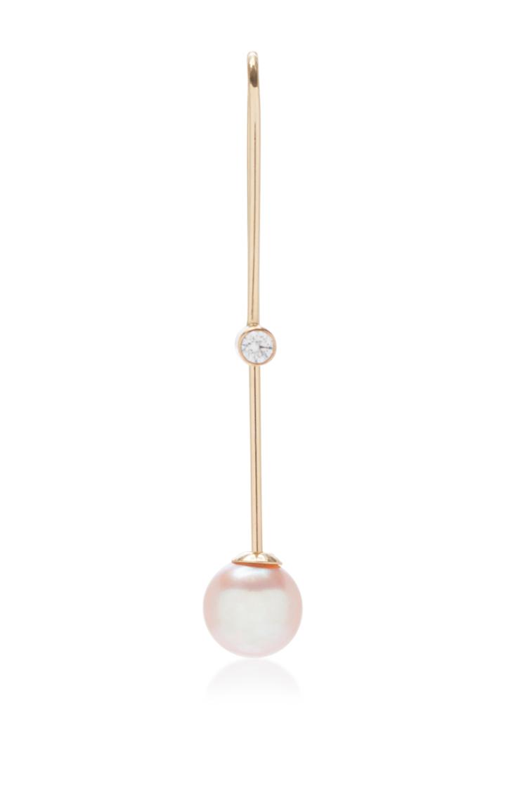 White/space 14k Gold Pearl And Diamond Single Earring