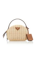 Prada Odette Small Leather-trimmed Raffia Bag
