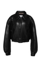 Nanushka Bomi Cropped Faux Leather Bomber Jacket Size: Xs