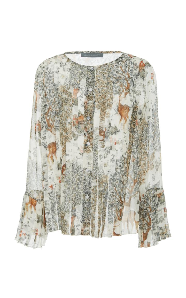 Alberta Ferretti Pleated Silk Blouse