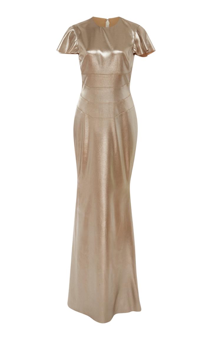 Rachel Gilbert Renata Short Sleeve Lurex Gown